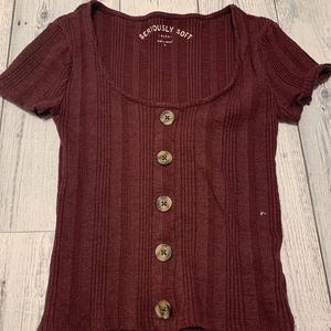 5 for $25 Aero Seriously Soft Burgundy Crop Top